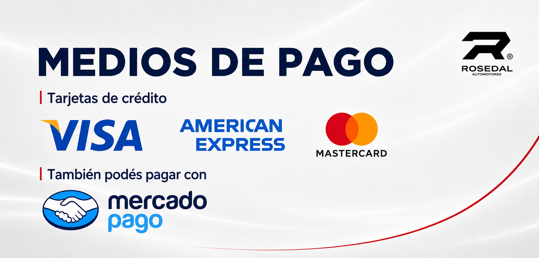 Medios de pago: tarjetas de crédito Visa, American Express y Mastercard, y Mercado Pago